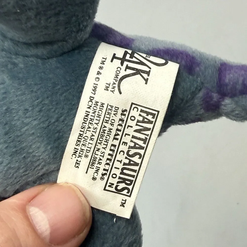 24K Company Fantasaurs 1997 Purple Triceratops Dinosaur Beanie Plush EUC